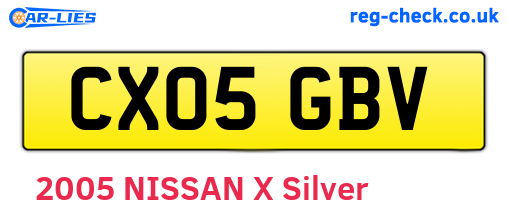CX05GBV are the vehicle registration plates.