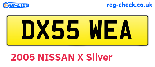DX55WEA are the vehicle registration plates.