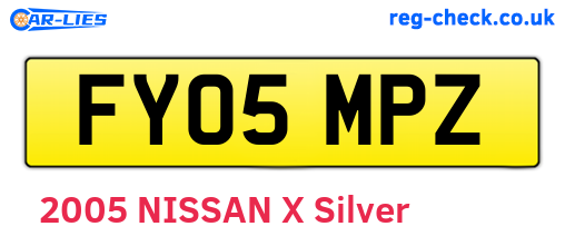 FY05MPZ are the vehicle registration plates.