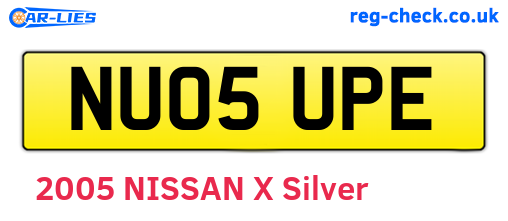 NU05UPE are the vehicle registration plates.