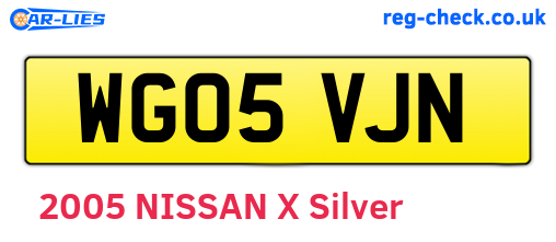 WG05VJN are the vehicle registration plates.