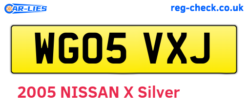 WG05VXJ are the vehicle registration plates.