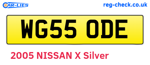 WG55ODE are the vehicle registration plates.