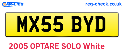 MX55BYD are the vehicle registration plates.