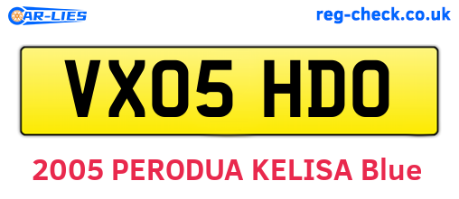 VX05HDO are the vehicle registration plates.