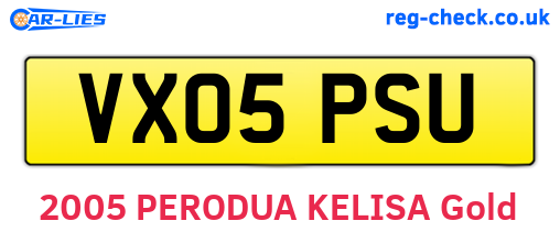 VX05PSU are the vehicle registration plates.