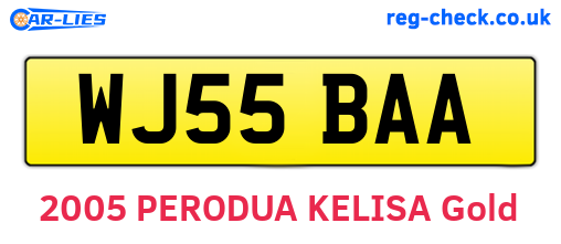 WJ55BAA are the vehicle registration plates.