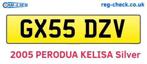 GX55DZV are the vehicle registration plates.