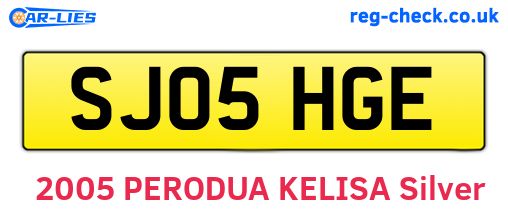 SJ05HGE are the vehicle registration plates.