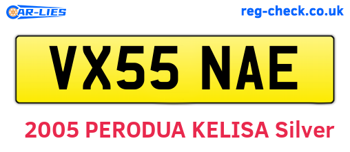 VX55NAE are the vehicle registration plates.