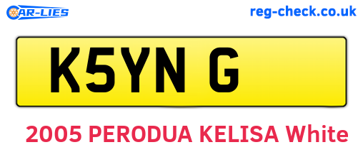 K5YNG are the vehicle registration plates.