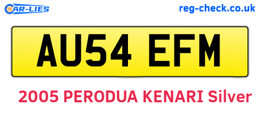 AU54EFM are the vehicle registration plates.