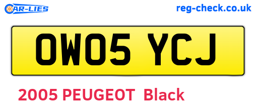 OW05YCJ are the vehicle registration plates.