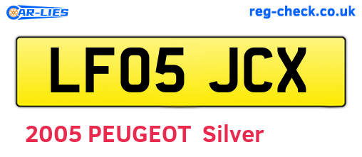 LF05JCX are the vehicle registration plates.