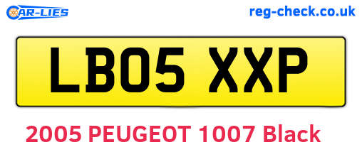 LB05XXP are the vehicle registration plates.