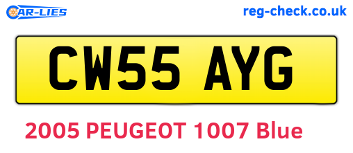 CW55AYG are the vehicle registration plates.