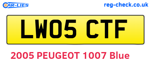 LW05CTF are the vehicle registration plates.