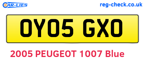OY05GXO are the vehicle registration plates.