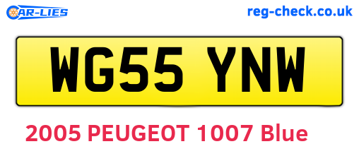 WG55YNW are the vehicle registration plates.