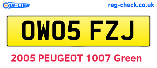 OW05FZJ are the vehicle registration plates.
