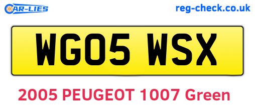 WG05WSX are the vehicle registration plates.