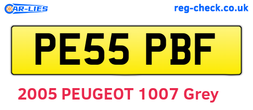 PE55PBF are the vehicle registration plates.