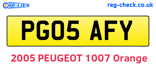 PG05AFY are the vehicle registration plates.