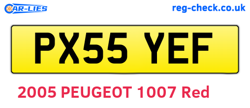 PX55YEF are the vehicle registration plates.