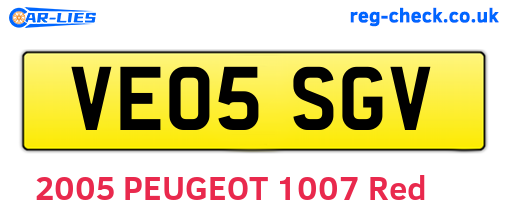 VE05SGV are the vehicle registration plates.