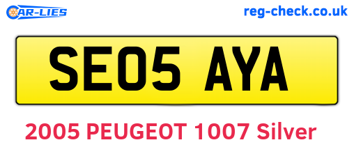 SE05AYA are the vehicle registration plates.