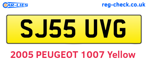 SJ55UVG are the vehicle registration plates.