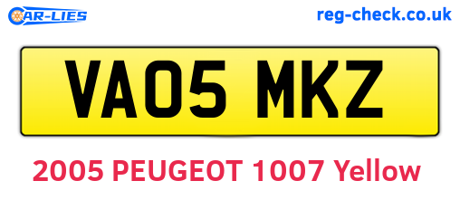 VA05MKZ are the vehicle registration plates.