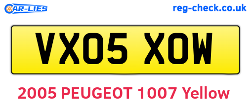 VX05XOW are the vehicle registration plates.