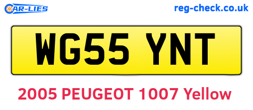 WG55YNT are the vehicle registration plates.
