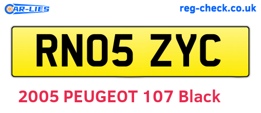RN05ZYC are the vehicle registration plates.