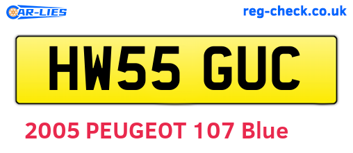 HW55GUC are the vehicle registration plates.