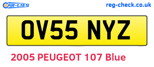 OV55NYZ are the vehicle registration plates.