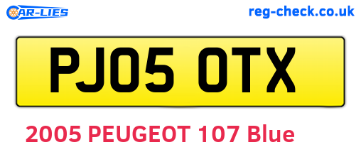 PJ05OTX are the vehicle registration plates.