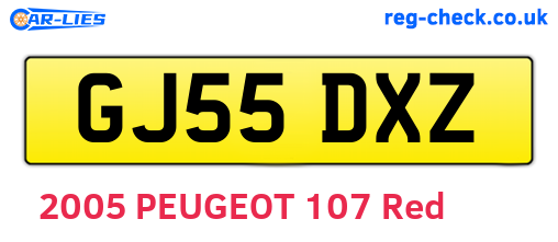 GJ55DXZ are the vehicle registration plates.