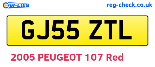 GJ55ZTL are the vehicle registration plates.