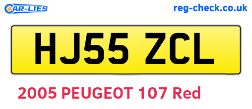 HJ55ZCL are the vehicle registration plates.