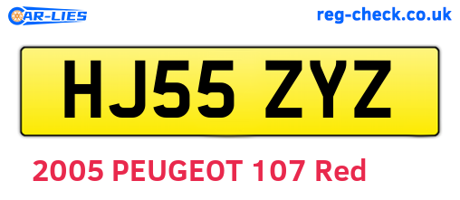 HJ55ZYZ are the vehicle registration plates.