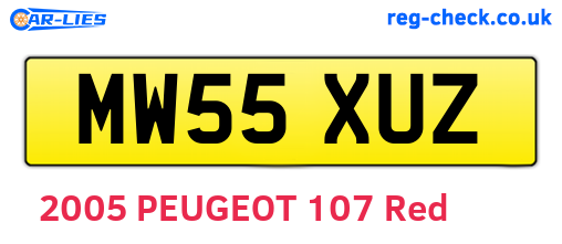 MW55XUZ are the vehicle registration plates.