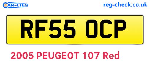RF55OCP are the vehicle registration plates.