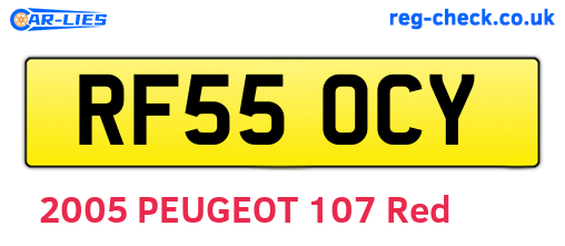 RF55OCY are the vehicle registration plates.