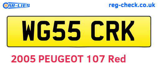 WG55CRK are the vehicle registration plates.
