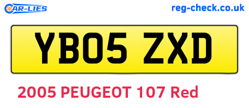 YB05ZXD are the vehicle registration plates.