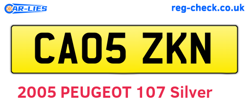 CA05ZKN are the vehicle registration plates.
