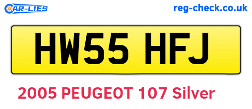 HW55HFJ are the vehicle registration plates.