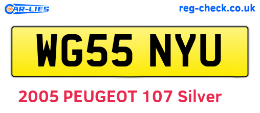 WG55NYU are the vehicle registration plates.